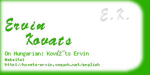 ervin kovats business card